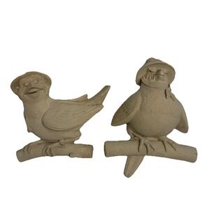 Carruth Studio Birds Perched Set His / Hers‎ Handcrafted Cast Stone 2006 Garden